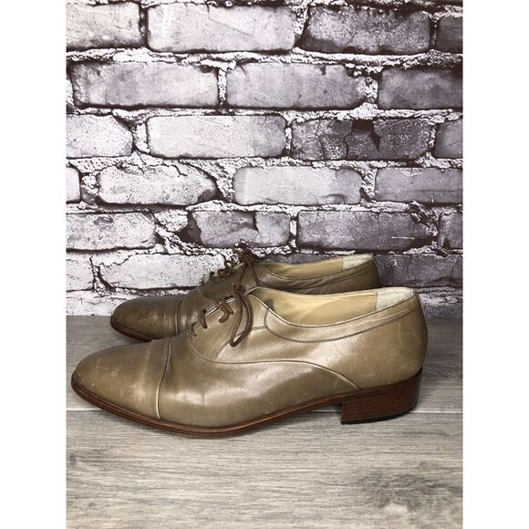 Rodi Taupe Leather Cap Toe Oxfords Lace Up Dress Shoes Men Sz 44EU/11M US - Picture 12 of 16